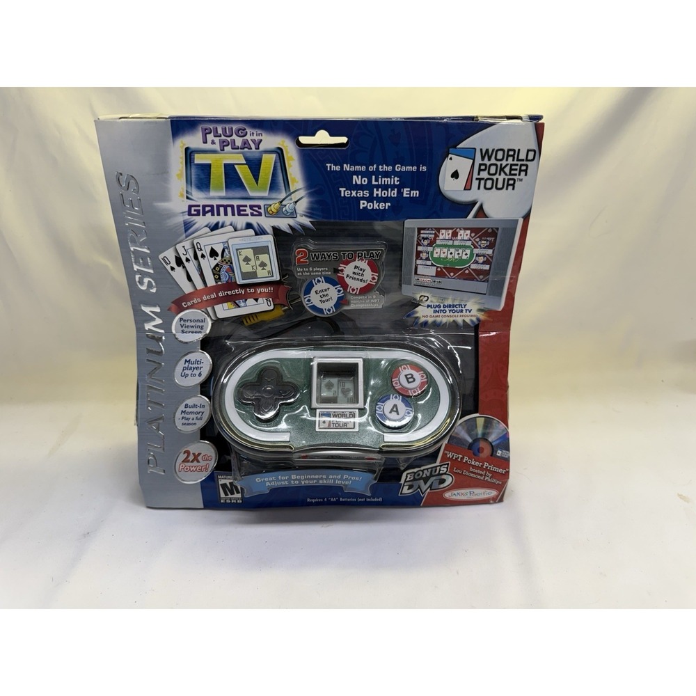New World Poker Tour Plug and Play Platinum Series TV Games Jakks Pacific Sealed